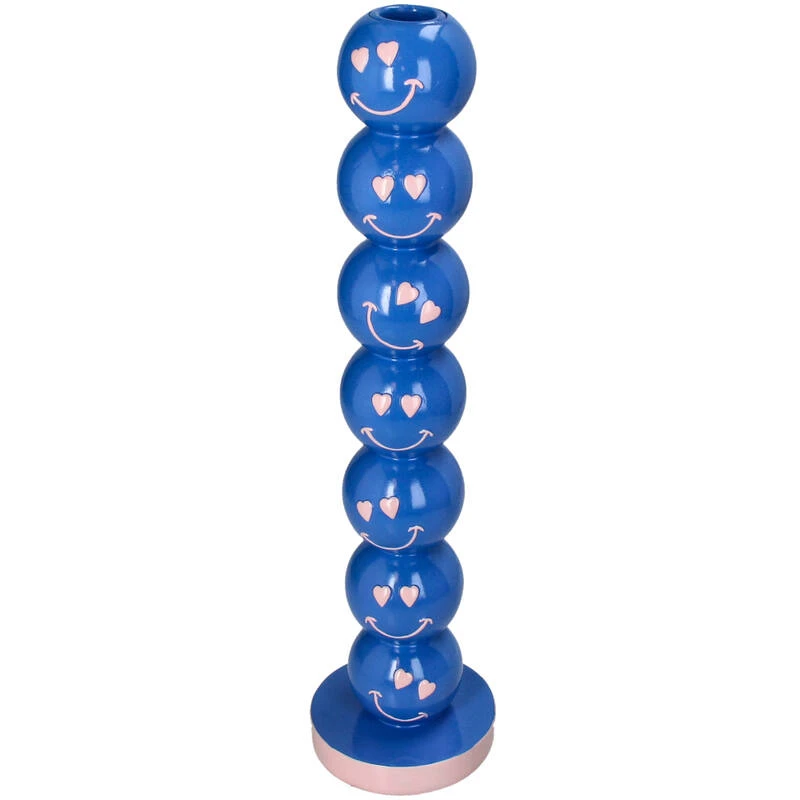 Smiley Blue Balls Candle Holder 9x9x36cm - Candle Stick Holder 1 Smiley Blue Balls Candle Holder 9x9x36cm - Candle Stick Holder