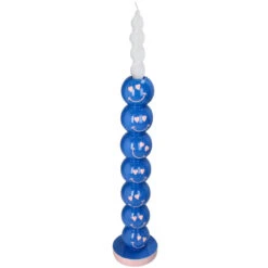Smiley Blue Balls Candle Holder 9x9x36cm - Candle Stick Holder 7 Smiley Blue Balls Candle Holder 9x9x36cm - Candle Stick Holder -UrbanJngl Terrarium Plants KAL 6493 kandelaar smiley kaarsenhouder blauw ballen