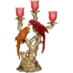 Candle Holder Bird Red & Orange Multi - 37.5 Cm -UrbanJngl Terrarium Plants Kandelaar vogel red en orange 37.5cm 5