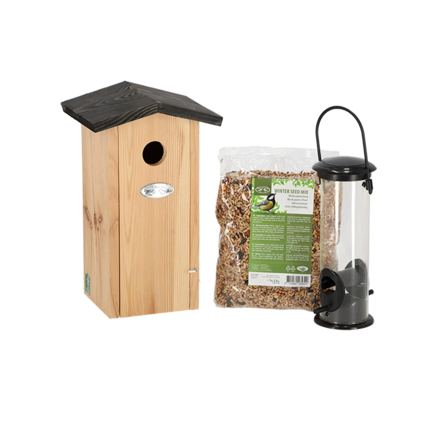 ESSCHERT DESIGN Great Tit Package - Birdhouse And Bird Food - Garden Accessories 1 ESSCHERT DESIGN Great Tit Package - Birdhouse And Bird Food - Garden Accessories