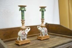 Candle Holder - Elephant Natural/Pink - Polyresin - ↑ 34,5 Cm -UrbanJngl Terrarium Plants candle holder elephant 04276