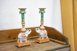 Candle Holder - Elephant Natural/Pink - Polyresin - ↑ 34,5 Cm -UrbanJngl Terrarium Plants candle holder elephant 04279