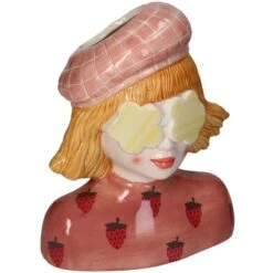 Strawberry Girl Vase - Pink Earthenware Pot - 24 Cm High - Handcrafted Ceramic - Lady Vase -UrbanJngl Terrarium Plants il fullxfull.6654732664 1bgi