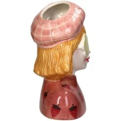 Strawberry Girl Vase - Pink Earthenware Pot - 24 Cm High - Handcrafted Ceramic - Lady Vase -UrbanJngl Terrarium Plants il fullxfull.6702770709 nlld