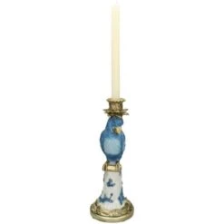 Candle Holder With Blue Bird - ↑ 36 Cm -UrbanJngl Terrarium Plants kandelaar vogel blauw XET 5861 3
