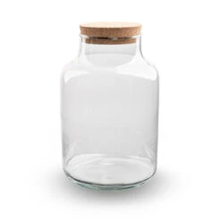 Terrarium Bottle 'Milky' With LED-lighting - Closed Terrarium Ø 21 Cm ↑ 30 Cm -UrbanJngl Terrarium Plants milky zonder led kurk terrarium fles trendhero