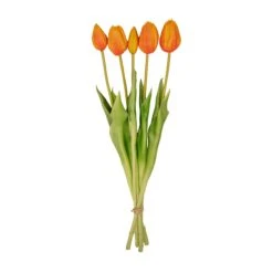 Vase Jessie Bow + 10x Real Touch Tulip Orange -UrbanJngl Terrarium Plants oranje tulpen boeket kopen kunst web