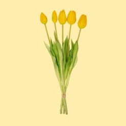 Tulip Bouquet – 5 Pieces – Various Colours – ‘Real Touch’ Artificial Tulips – 42 Cm 12 Tulip Bouquet – 5 Pieces – Various Colours – ‘Real Touch’ Artificial Tulips – 42 Cm -UrbanJngl Terrarium Plants tulpen boeket kunst real touch GeelWeb